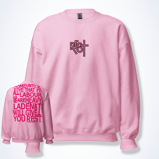 Rest Crew Neck Pink free shipping